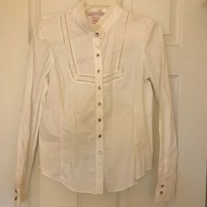 Rebecca Taylor ivory blouse victorian ladder lace
